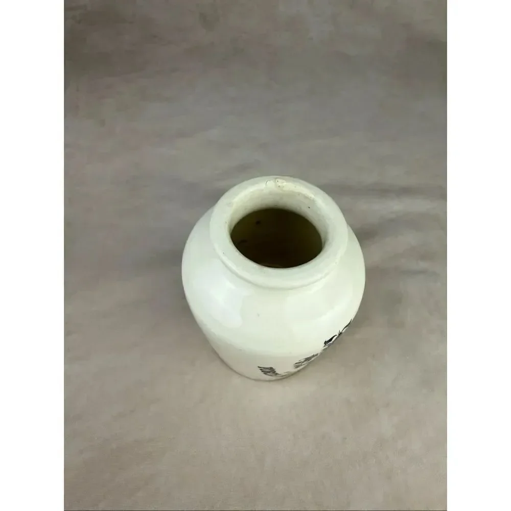 Antique French Ceramic De Dijon Grey Poupon Jar Sarreguemines Pottery 3.5